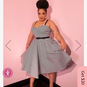 Black & White Striped Fit-and-Flare Skirt